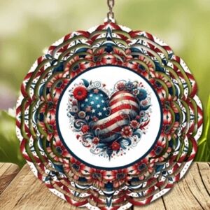 8 Inch Patriotic Heart Wind Spinner